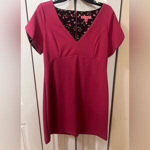 Betsy Johnson Hot Pink Dress size 12 Floral Print Lining